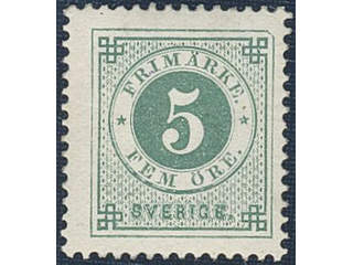 Sweden. Facit 43a ★, 5 öre dull blue-green. Very fine. SEK 2000