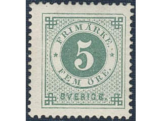 Sweden. Facit 43a ★, 5 öre dull blue-green. Very fine. SEK 2000