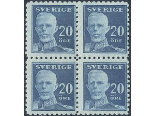 Sweden. Facit 151Cbz ★★ , 1920 Gustaf V full face 20 öre blue perf 9¾ on four sides in …