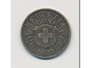 Coins, Switzerland. KM 5, 5 rappen 1877. 1,72 g. F-VF.