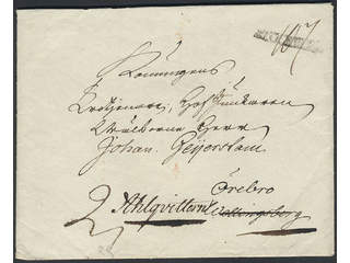 Sweden. A county. STOCKOLM, straight postmark. Type 9 on 2-fold letter dated "3 augo 1797" sent …