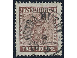 Sweden, Sverige, Sverige, Sverige. Facit 11 used, 30 öre brown. Beautiful example …