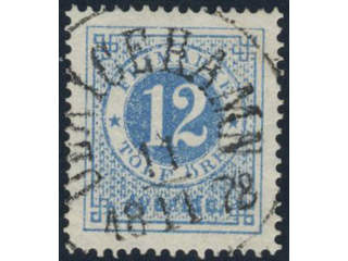 Sweden. Facit 21c used, 12 öre dull ultramarine-blue on ordinary paper. Superb …