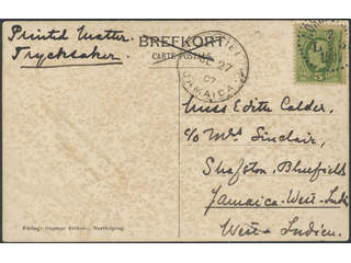 Sweden. Facit 52 on cover, 5 öre on printed matter card sent from NORRKÖPING 2.9.1907 to …
