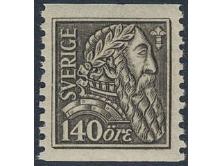 Sweden. Facit 155bz ★★, 1921 Gustaf Vasa 140 öre olivish grey-black vertical perf 9¾ …