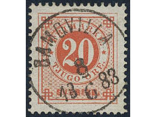 Sweden, Sverige, Sverige, Sverige. Facit 33d used, 20 öre dull orange-red. Superb …