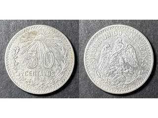 Mexiko 50 centavos 1916, smalt årtal, AU