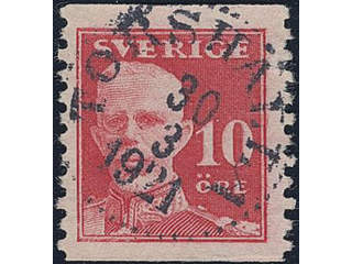Sweden. Facit 149A used , 1920 Gustaf V full face 10 öre red, perf on two sides. …