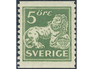 Sweden. Facit 143Acz ★★, 5 öre yellowish green vertical perf 9 type II with inverted wmk …