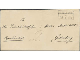 Sweden. N county. FALKENBERG 13.6.1864, rectangular postmark. Type 3 on 2-fold cover …
