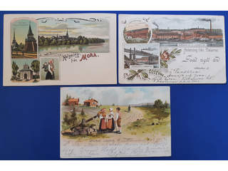 Sweden. Picture postcards, lot GRUSS AUS. W-COUNTY. Domnarvet, Leksand and Mora. Three …