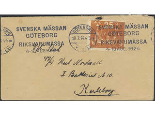 Sweden. Facit 200 cover , 25 öre on cover sent from GÖTEBORG 19.7.24 to Karlsborg. SEK 600