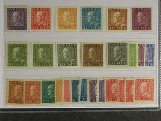 Sweden. ★ 1921–36. GV coil stamp, All different, e.g. F 179Abc, 180b, 184, 185b(★), …