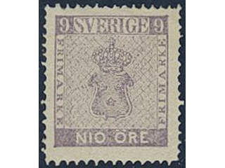 Sweden. Facit 8c ★, 9 öre blue-lilac. Opinion (shade) by O.P. SEK 3500