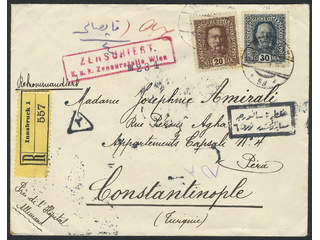 Austria. Michel 191, 193 cover , 20+30 h on nice censored registered cover sent from …