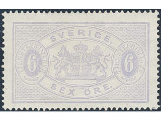 Sweden. Official Facit Tj4d ★, 6 öre bluish violet, perf 14. Very fresh and beautiful …