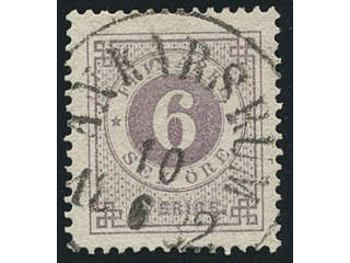 Sweden. Facit 31e used , 6 öre greyish lilac. EXCELLENT cancellation ANKARSRUM …