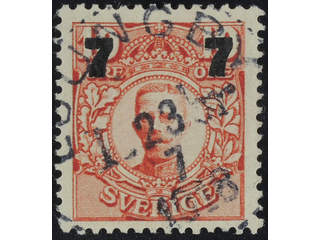 Sweden. Facit 99a used , Surcharge 7 / 10 öre carminish red. EXCELLENT cancellation …
