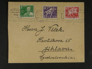 Sweden. Facit 246A, 247A, 248A cover , 5+10+15 öre on cover sent form LULEÅ 23.2.36 to …