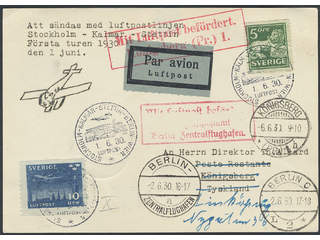 Sweden. Air mail cover Facit 143E, 231 , 5+10 öre on air mail printed matter sent to …