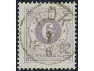 Sweden, Sverige, Sverige, Sverige. Facit 31e used, 6 öre greyish lilac. EXCELLENT …