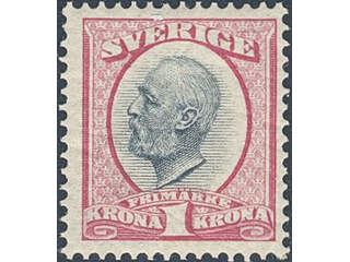 Sweden. Facit 60 ★★ , 1900 Oscar II 1 Kr black/red. Very fine. SEK 4400