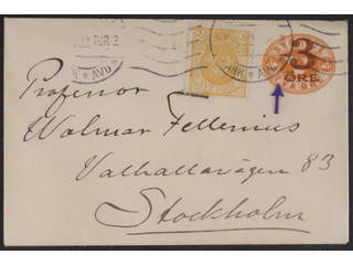 Sweden. Postal stationery, Stamped envelope, Facit Fk16I, 72, Stamped envelope 3/2 öre …