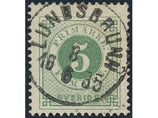 Sweden, Sverige, Sverige, Sverige. Facit 30j used, 5 öre yellowish green. Superb …