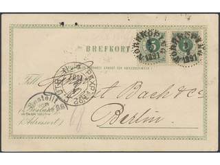 Sweden. Facit 43d on cover, 2x5 öre dark green on yellowish paper (pair) on postcard …