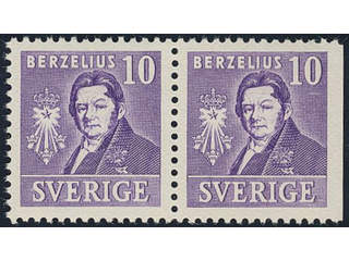 Sweden. Facit 320CB ★★, 1939 Royal Academy of Sciences 10 öre violet, pair 4+3. Wide …