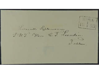Sweden. W county. MORA 1.1.1858, rectangular postmark. Type 3 on beautiful cover sent …