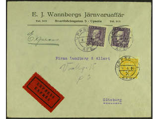 Sweden. Facit 175A, 156 cover , 2x15+35 öre on beautiful special delivery cover sent …