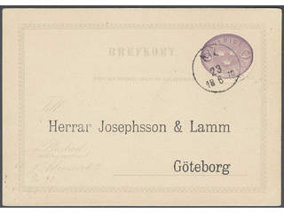 Sweden. Postal stationery, Single postcard, Facit bKe2CIvII, Postcard 6 öre with double …