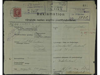 Sweden. Facit 54 cover , 10 öre on complaint / enquiry regarding a missing parcel …
