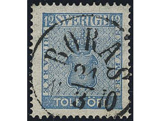 Sweden. Facit 9d3 used , 12 öre light blue, perforation of 1865. EXCELLENT cancellation …