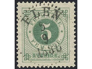 Sweden. Facit 30k used , 5 öre dark green. EXCELLENT cancellation FLEN 5.9.1880. One …