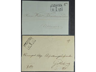 Sweden. L county. STRÖMSTAD 1845-1853, rectangular postmark. Type 3 on two covers sent …