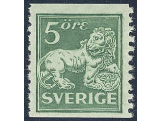 Sweden. Facit 140Acx ★★ , 5 öre green, type I, perf on two sides with vm lines. SEK 1800