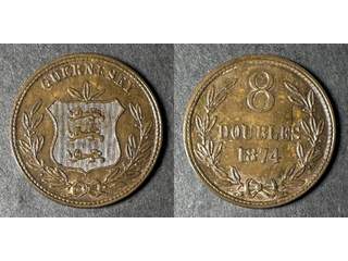 Guernsey Queen Victoria (1837-1901) 8 doubles 1874, AU/UNC