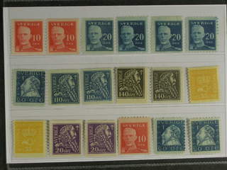 Sweden. ★ 1920–36. Coil stamps, All different, e.g. F 149A+Abz, 151A+Abz+C+Cbz, 152Abz, …