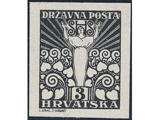 Yugoslavia. Michel 89 (★), 1919 3 f black imperf proof on carton paper. Cert by …
