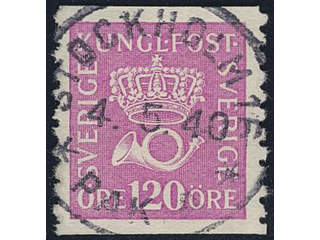 Sweden. Facit 172b used , 120 öre rose-lilac, on white paper. EXCELLENT cancellation …