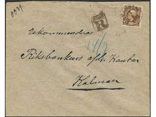 Sweden. Facit 58a1 on cover, Oscar II 30 öre yellowish brown as single franking on …