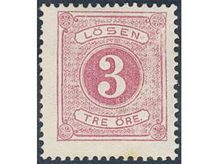 Sweden. Postage due Facit L2b ★ , 3 öre violet-carmine, perf 14. SEK 600