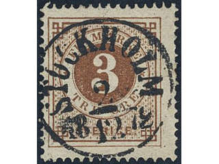 Sweden, Sverige, Sverige, Sverige. Facit 17c used, 3 öre dark orange-brown on white …