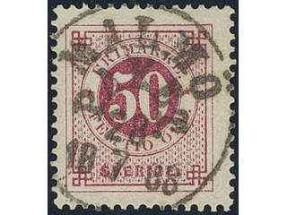 Sweden. Facit 48c used, 50 öre violet-carmine. Superb cancellation MALMÖ PAKET …