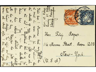 Sweden. Facit 152C, 142A cover , 5+10 öre on postcard sent from GÖTEBORG 4.4.22 to USA.