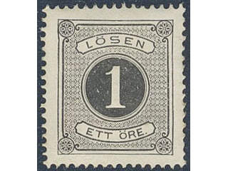 Sweden. Postage due Facit L1 ★ , 1 öre black, perf 14. SEK 600