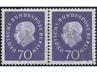 Germany, Berlin. Michel 186 used, 1959 Theodor Heuss 70 pf dark blue-violet. Vertical …