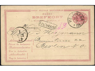 Sweden. Facit bKe13. Cancellations, DENMARK. Danish cancellations HELSINGØR 4.TOG 10.7 …